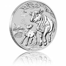 2 oz Silbermünze Australien Lunar III Ochse (2021)