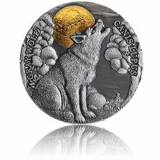 Silbermünze 2 oz Grauwolf im Mondschein 2020