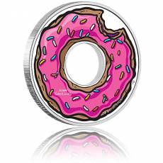 Silbermünze 1 oz Die Simpsons Donut Lochmünze 2019