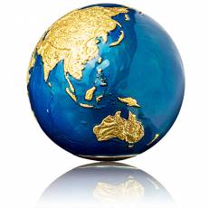 Silbermünze 3 oz Blauer Planet Erde - Blue Marble Kugelförmig vergoldet 2021