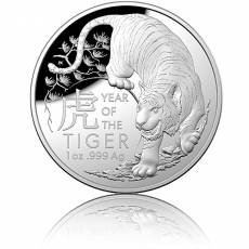 Silbermünze 1 oz Australien RAM Lunar Tiger PP gewölbt 2022