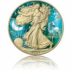 Silbermünze 1 oz American Eagle Spirit Animals - Art Color Collection - Einhorn 2021