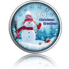 Silbermünze 1 oz Maple Leaf Weihnachtsedition - Schneemann 2020