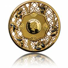 Silbermünze 2 oz Filigree Panda vergoldet PP 2022