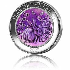 Silbermünze 5 oz Year of the Rabbit Mother of Pearl PP 2023