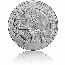 1 oz Silbermünze St. Helena Indien Wildlife Nashorn- Rhino 2022