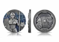 2 Unzen Silber Walküre Hildegard Antik Finish High Relief 2022