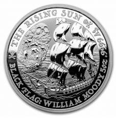 5 oz Silbermünze Tuvalu Black Flag Piratenschiff The Rising Sun 2022