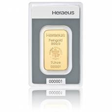 1 Unze Heraeus - Goldbarren 999,9/1000