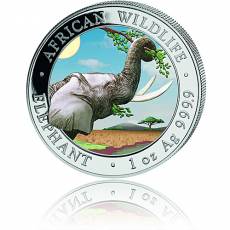 Somalia Elefant 1 Unze Silber farbig 2023