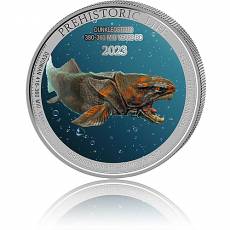 1 Unze Silbermünze Prehistoric Life Dunkleosaurus Farbe 2023