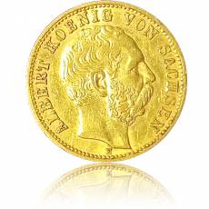 Goldmünze 10 Reichsmark Albert Sachsen 1881 E