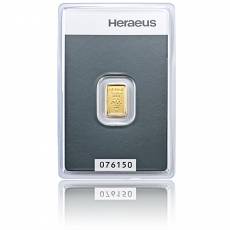 1 gramm Heraeus - Goldbarren 999,9/1000