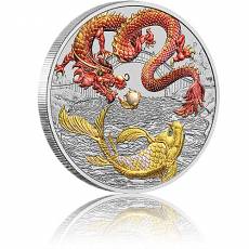 1 oz Silber Australien Perth Mint Chinese Myths and Legends - Red Dragon and Koi 2023