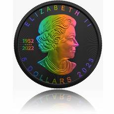 Silbermünze 1 oz  Maple Leaf - Rainbow Holo Black Platin 2023