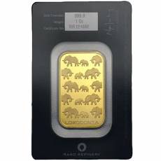 1 Unze Goldbarren Rand Refinery Elefanten-Motiv