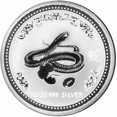 Silbermünzen 1/2 oz Australien Lunar I Schlange 2001