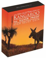 Australian Kangaroo 1 Oz Silber Proof High Relief 2016