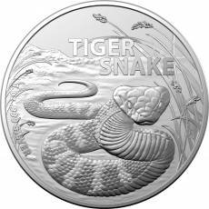 Silbermünze 1 oz Australien Most Dangerous RAM Tiger Snake - Tigerschlange 2024