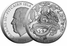 Silbermünze 1 oz Lunar Year of the Dragon Pitcairn Islands 2024