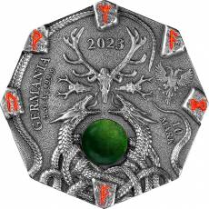 2 Unzen Silber Die GERMANISCHE SEHERIN - Witchcraft SEERESS 10 Mark UV Ultra High Relief 2023