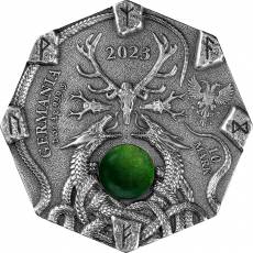 2 Unzen Silber Die GERMANISCHE SEHERIN - Witchcraft SEERESS 10 Mark UV Ultra High Relief 2023