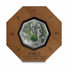 2 Unzen Silber Die GERMANISCHE SEHERIN - Witchcraft SEERESS 10 Mark UV Ultra High Relief 2023