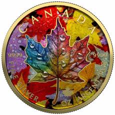 Silbermünze 1 oz  Maple Leaf - Autumn Raindrops Schimmerefekt 2023