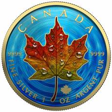Silbermünze 1 oz  Maple Leaf - Raindrops Schimmerefekt 2023