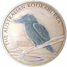 Austral. Kookaburra 2 Unzen Silber 2007 (angelaufen II. Wahl)