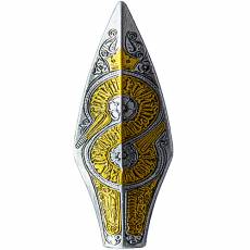 Silber 1/4 oz Arrowhead Antik Finish Gilded 3 D Form