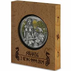 2 Unzen Silber Walküre Solveig Antik Finish High Relief Germania Mint 2024