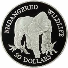 Silbermünze Endangered Wildlife Gorilla Polierte Platte 1992