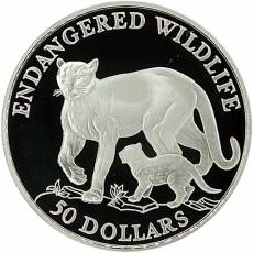 Silbermünze Endangered Wildlife Puma Polierte Platte 1991