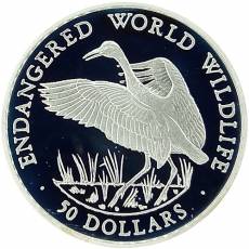 Silbermünze Endangered Wildlife Schreikranich Polierte Platte 1990