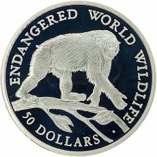 Silbermünze Endangered Wildlife Schimpanse Polierte Platte 1990