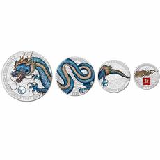 Silber Jahr des Drachen 4 Coin Fractional Set 2024