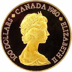 Goldmünze 1/2 oz Inuit im Kajak vor Eisberg PP 1980