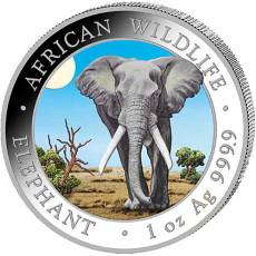 Somalia Elefant 1 Unze Silber farbig 2025
