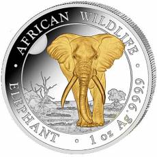 Somalia Elefant 1 Unze Silber teilvergoldet 2025