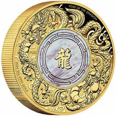 Goldmünze 2 oz Australien Mother of Pearl Double Dragon polierte Platte 2024