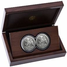 Silbermünze 2 x 1 oz Big Five III Elefant Doppelkapsel 2024