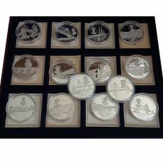 14 Stück Silbermünzen Serie Europäische Brücken polierte Platte 2004