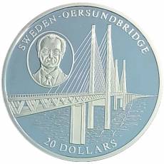 14 Stück Silbermünzen Serie Europäische Brücken polierte Platte 2004