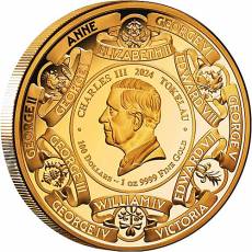Goldmünze 1 oz  2024 Britische Monarchen - Sonderedition - Das Britische Königshaus echter Diamant Proof 2024