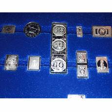 100 Stk berühmteste Briefmarken der Welt in Sterlingsilber (wenige leicht angelaufen)