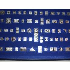 100 Stk berühmteste Briefmarken der Welt in Sterlingsilber (wenige leicht angelaufen)