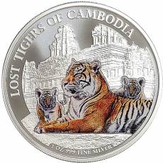 Silbermünze 1 oz Chinesischer Tiger Kambodscha farbig 2025