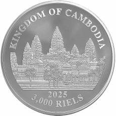 Silbermünze 1 oz Chinesischer Tiger Kambodscha farbig 2025