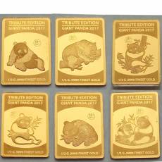 6 Stk Goldbarren Set Giant Panda Tribute Edition 2017